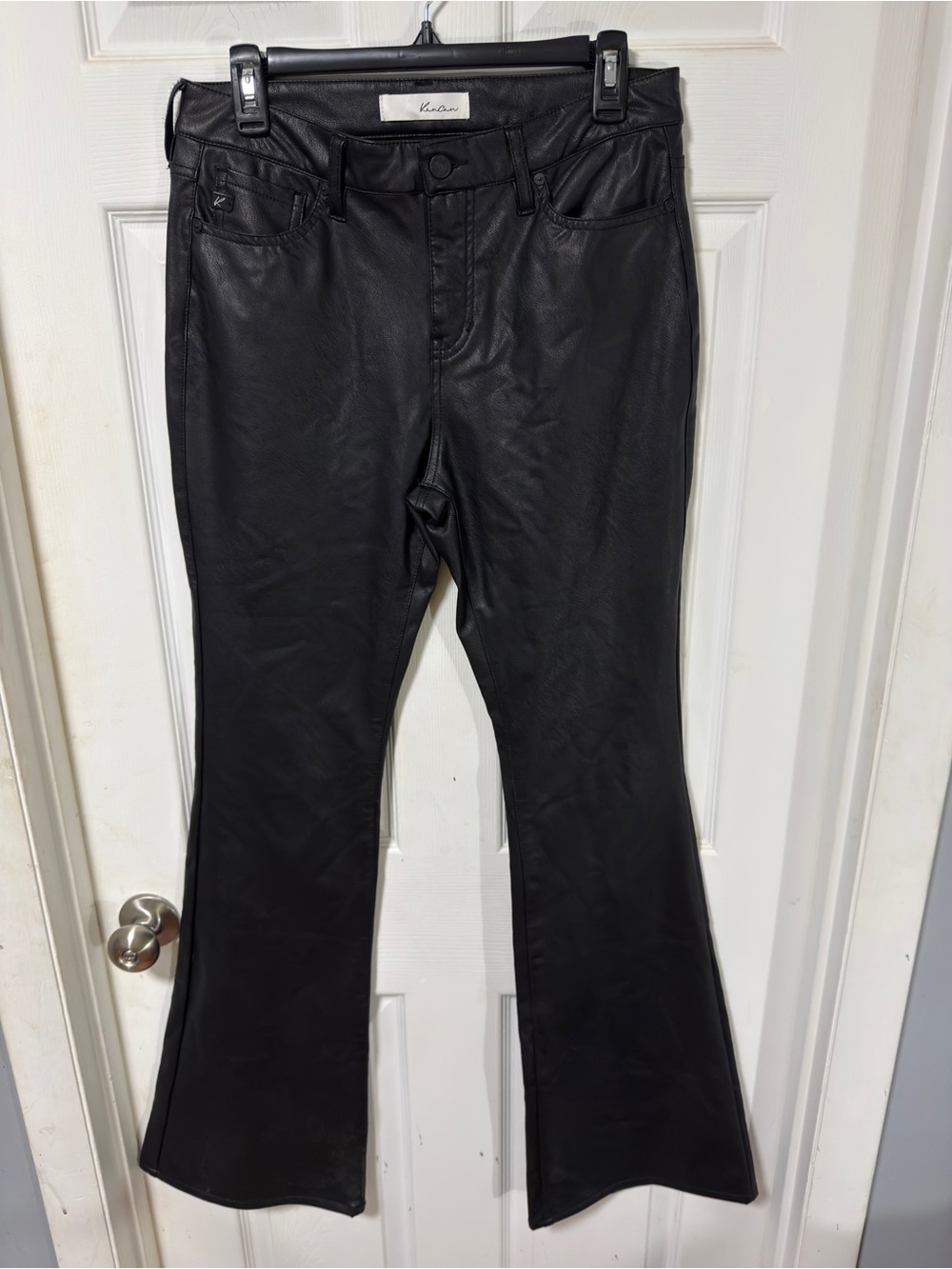 KanCan Black Faux Leather Flare Pants